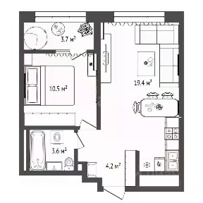 Продается 1-комн. квартира, 42 м²