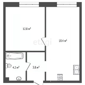 Продается 2-комн. квартира, 57,46 м²