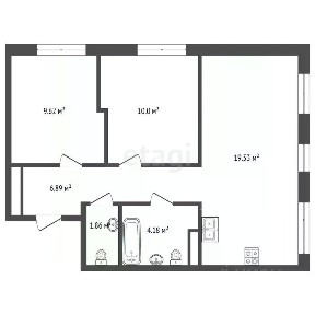 Продается 2-комн. квартира, 52,08 м²