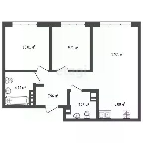 Продается 2-комн. квартира, 57,7 м²