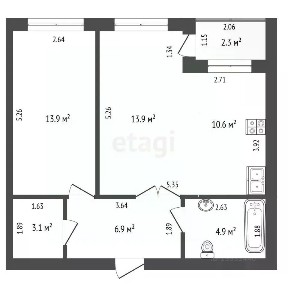 Продается 1-комн. квартира, 51,9 м²