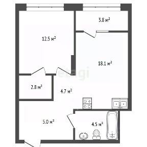 Продается 1-комн. квартира, 48,8 м²