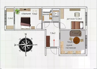 Продается 2-комн. квартира, 55 м²