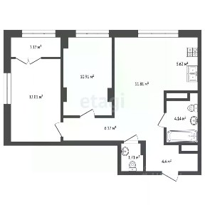 Продается 3-комн. квартира, 58 м²