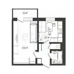 Продается 1-комн. квартира, 34,1 м²