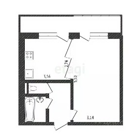 Продается студия, 47,3 м²