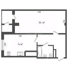Продается 1-комн. квартира, 42,3 м²