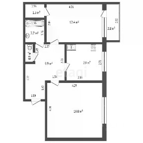Продается 2-комн. квартира, 53,3 м²