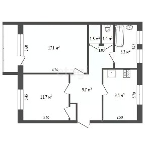 Продается 2-комн. квартира, 56,8 м²