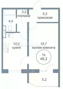 Продается 1-комн. квартира, 48,3 м²
