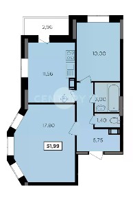 Продается 2-комн. квартира, 51,99 м²