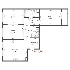 Продается 3-комн. квартира, 97,3 м²