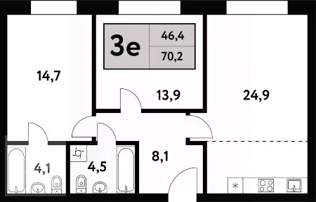 Продается 3-комн. квартира, 71,3 м²