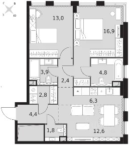Продается 2-комн. квартира, 68,9 м²