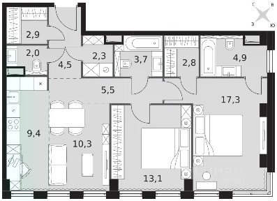 Продается 2-комн. квартира, 78,7 м²