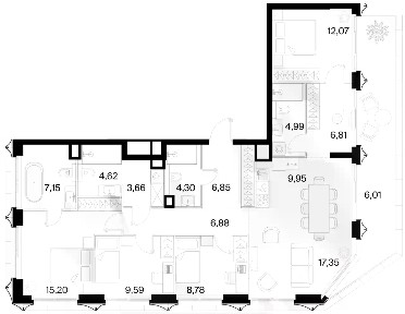 Продается 4-комн. квартира, 124,21 м²