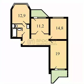 Продается 3/4 квартиры, 57/12,9 м²