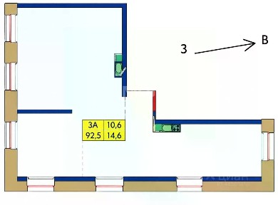 Продается квартира свободной планировки, 92,5 м²