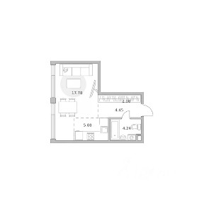 Продается 1-комн. квартира, 33,63 м²