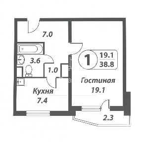 Продается 1-комн. квартира, 38,8 м²