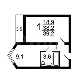 Продается 1-комн. квартира, 39,4 м²