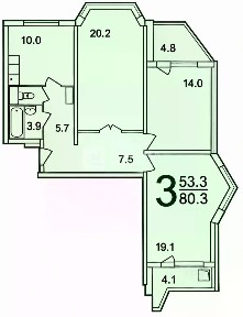 Продается 3-комн. квартира, 80,3 м²