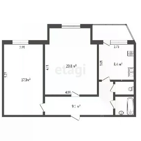Продается 2-комн. квартира, 53,1 м²