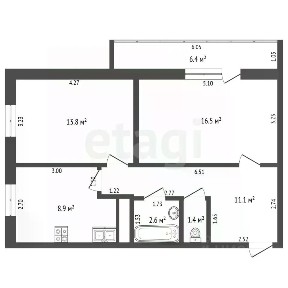 Продается 2-комн. квартира, 54,3 м²