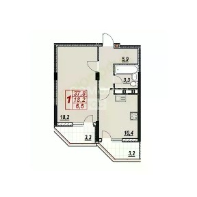 Продается 1-комн. квартира, 44,3 м²