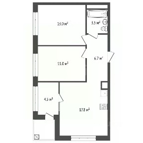 Продается 2-комн. квартира, 56,3 м²
