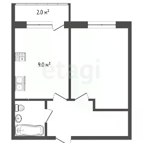 Продается 1-комн. квартира, 43,1 м²