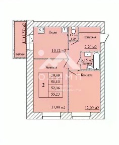 Продается 2-комн. квартира, 55,4 м²