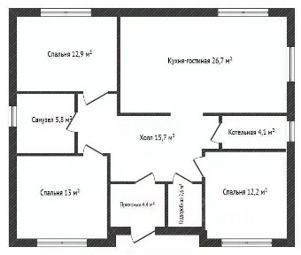 Продается 1-этажный дом, 103 м²