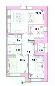 Продается 1-этажный таунхаус, 84,2 м²