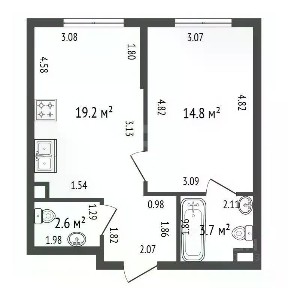 Продаются 1-комн. апартаменты, 40,3 м²