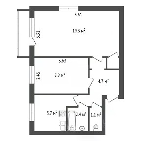 Продается 2-комн. квартира, 42,6 м²