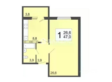Продается 1-комн. квартира, 47 м²