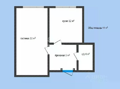 Продается 1-комн. квартира, 44 м²