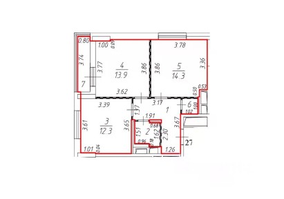 Продаются 3-комн. апартаменты, 54,3 м²