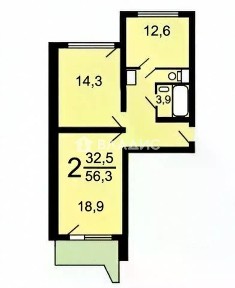Продается 2-комн. квартира, 56,3 м²