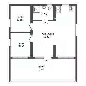 Продается 1-этажный дом, 58,9 м²