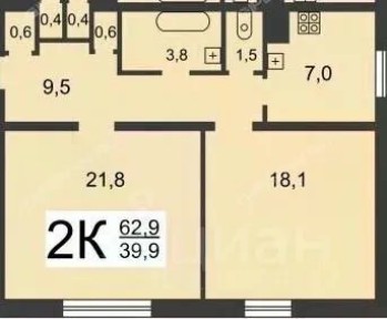 Продается 2-комн. квартира, 62,9 м²