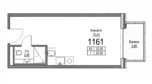 Продается студия, 25,9 м²