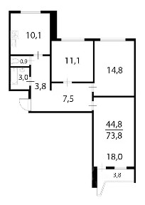 Продается 3-комн. квартира, 74,5 м²
