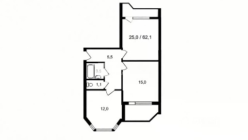 Продается 2-комн. квартира, 62,1 м²