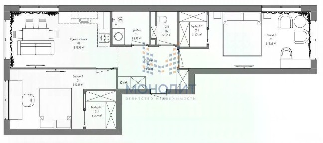 Продается 2-комн. квартира, 59,4 м²