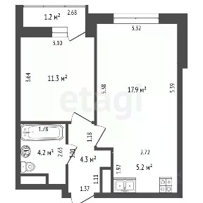 Продается 1-комн. квартира, 42,9 м²