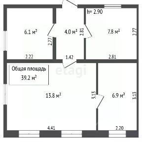 Продается 1-этажный дом, 39,2 м²