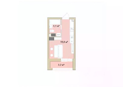 Продается студия, 21,5 м²