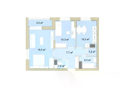 Продается 2-комн. квартира, 54,9 м²